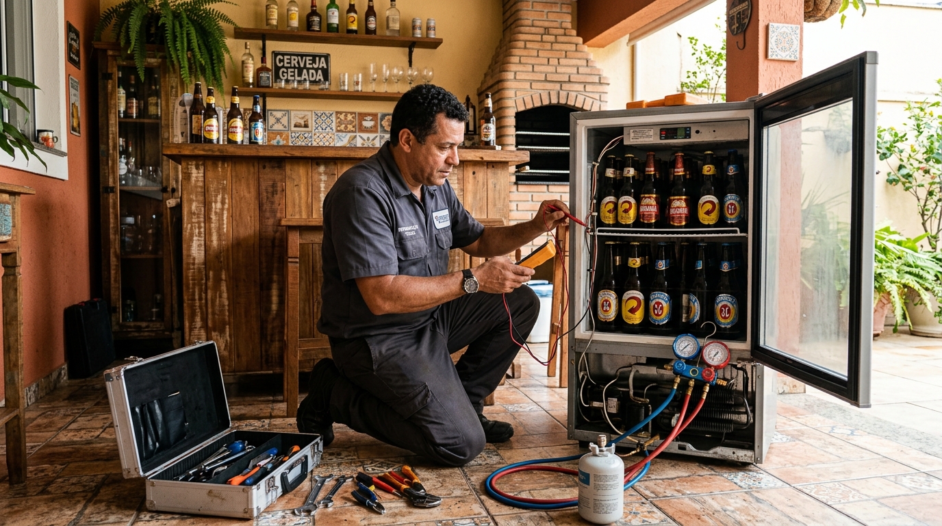 Recarga de gás refrigerante em cervejeira em atendimento em São José dos Campos‑SP